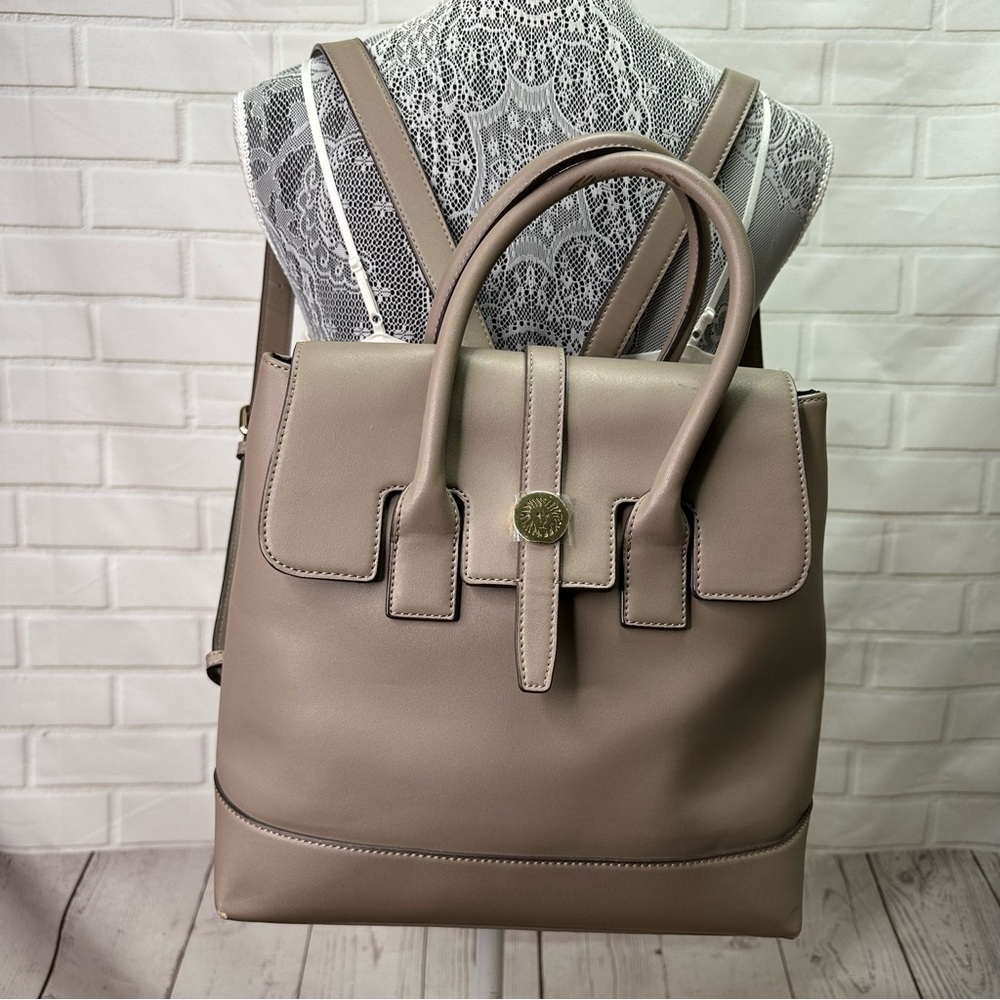 Anne Klein Backpack Purse Taupe Gray - Picture 12 of 16